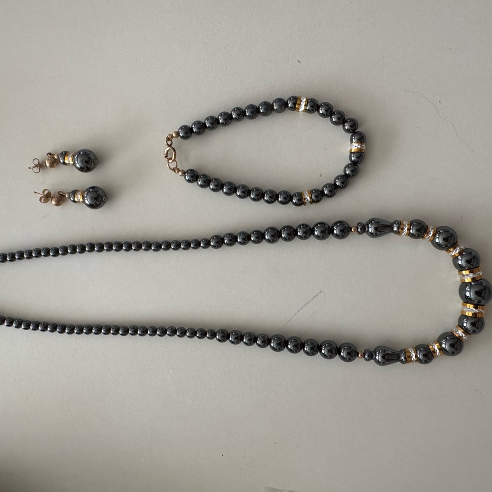Hematite Necklace and Bracelet